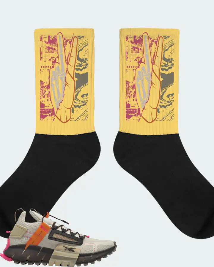 Reebok Zig Kinetica Edge Sneaker Matching Yellow Socks - Peace of mind