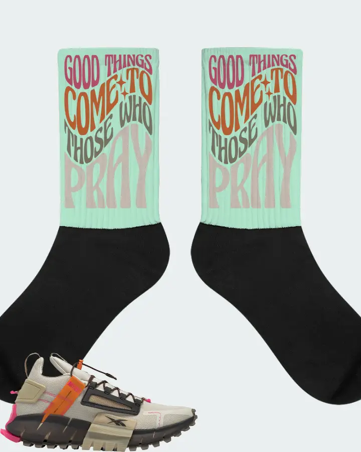 Reebok Zig Kinetica Edge Sneaker Matching Mint Socks - Good Things Come To Those Who Pray