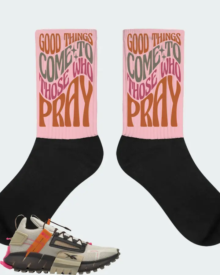 Reebok Zig Kinetica Edge Sneaker Matching Pink Socks - Good Things Come To Those Who Pray