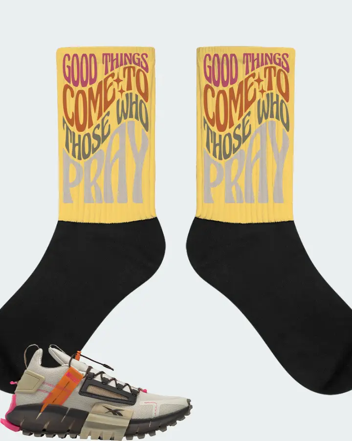 Reebok Zig Kinetica Edge Sneaker Matching Yellow Socks - Good Things Come To Those Who Pray