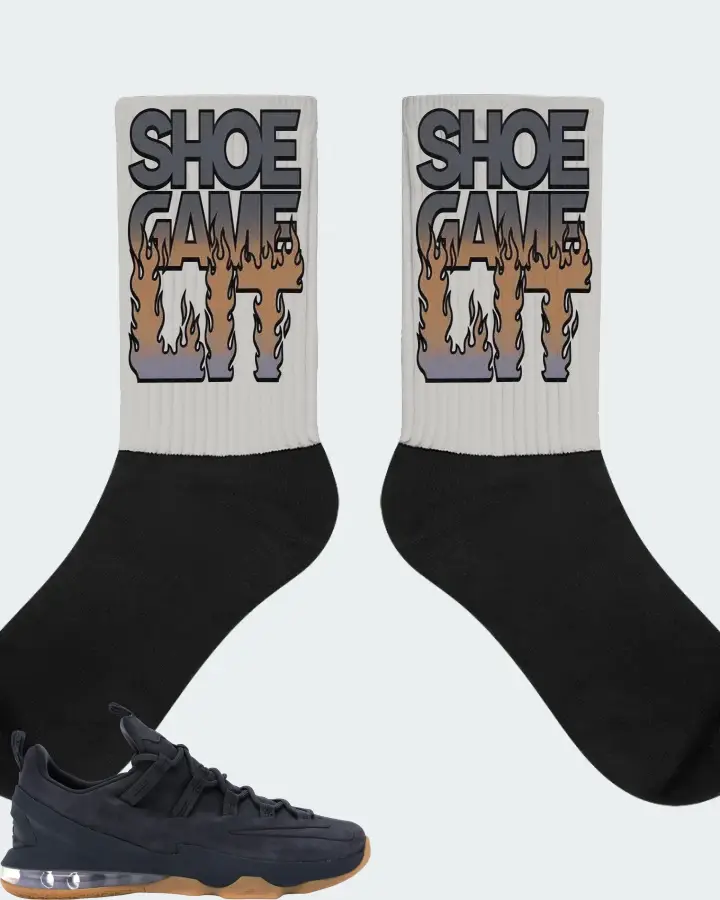 Nike LeBron 13 Low Sneaker Matching Grey Socks - Shoe Game Lit Refreshed