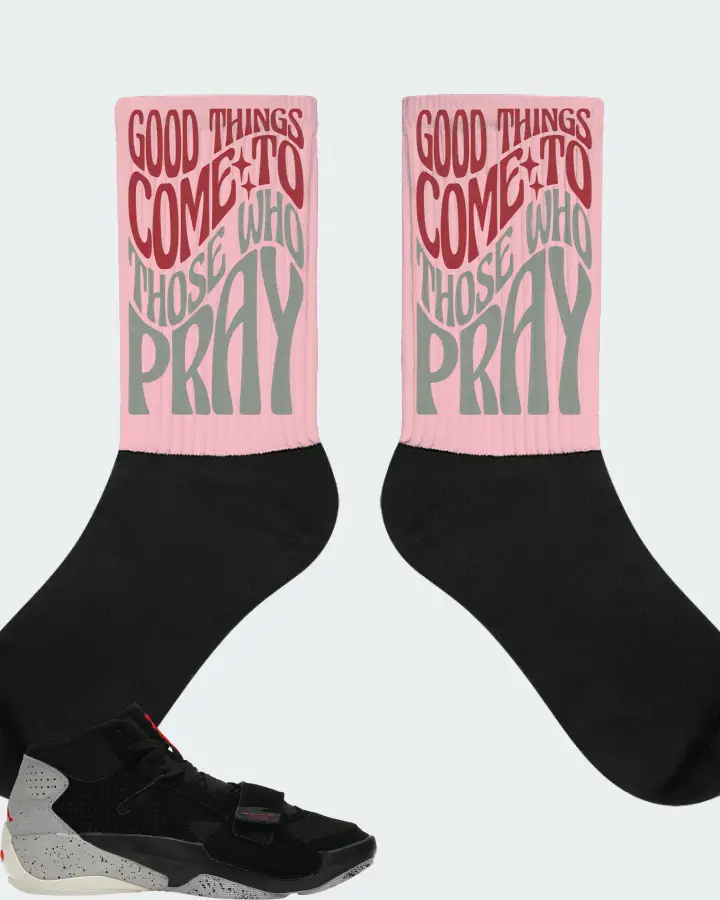 Jordan Zion 2 Sneaker Matching Pink Socks - Good Things Come To Those Who Pray