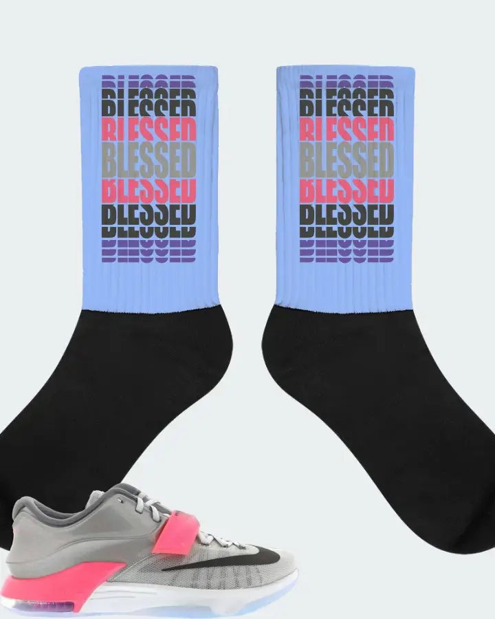 Nike KD 7 Sneaker Matching Carolina Blue Socks - BLESSED Many Times