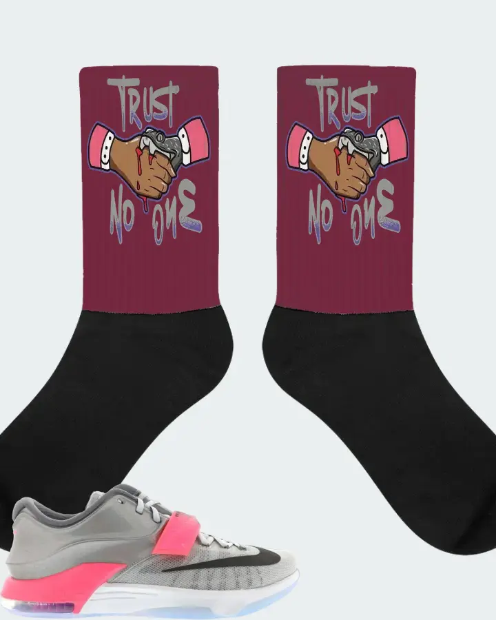 Nike KD 7 Sneaker Matching Maroon Socks - Trust No One