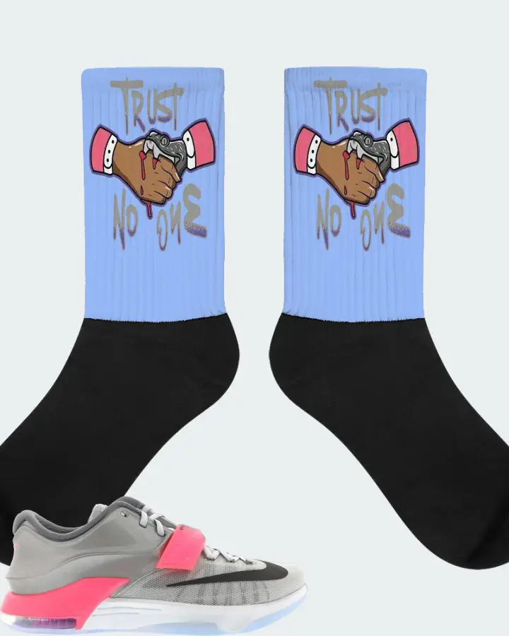 Nike KD 7 Sneaker Matching Carolina Blue Socks - Trust No One
