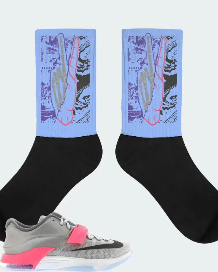 Nike KD 7 Sneaker Matching Carolina Blue Socks - Peace of mind