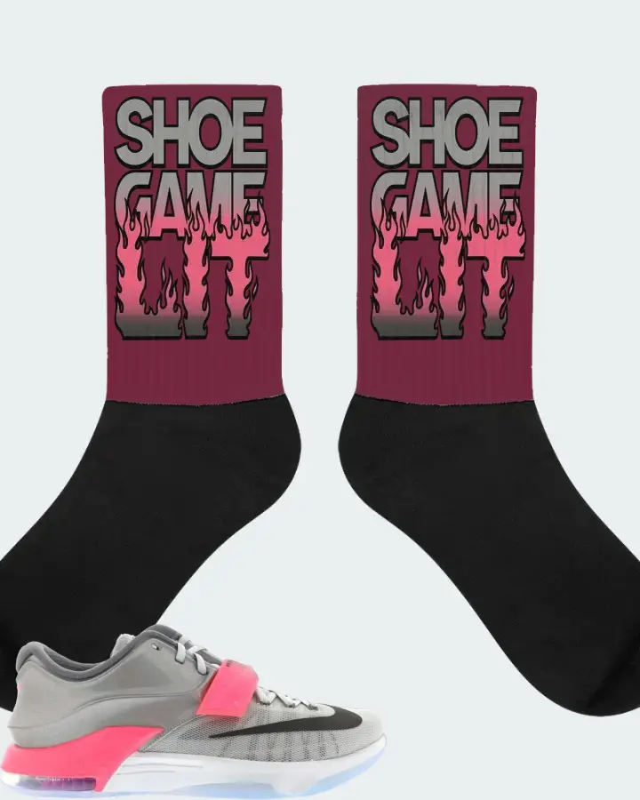 Nike KD 7 Sneaker Matching Maroon Socks - Shoe Game Lit Refreshed