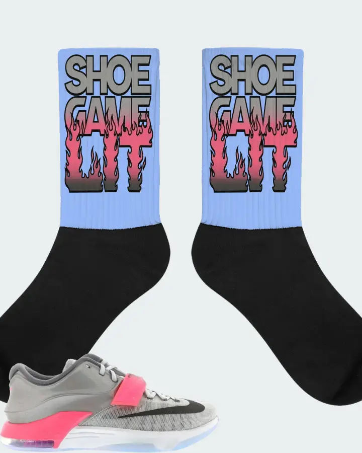 Nike KD 7 Sneaker Matching Carolina Blue Socks - Shoe Game Lit Refreshed