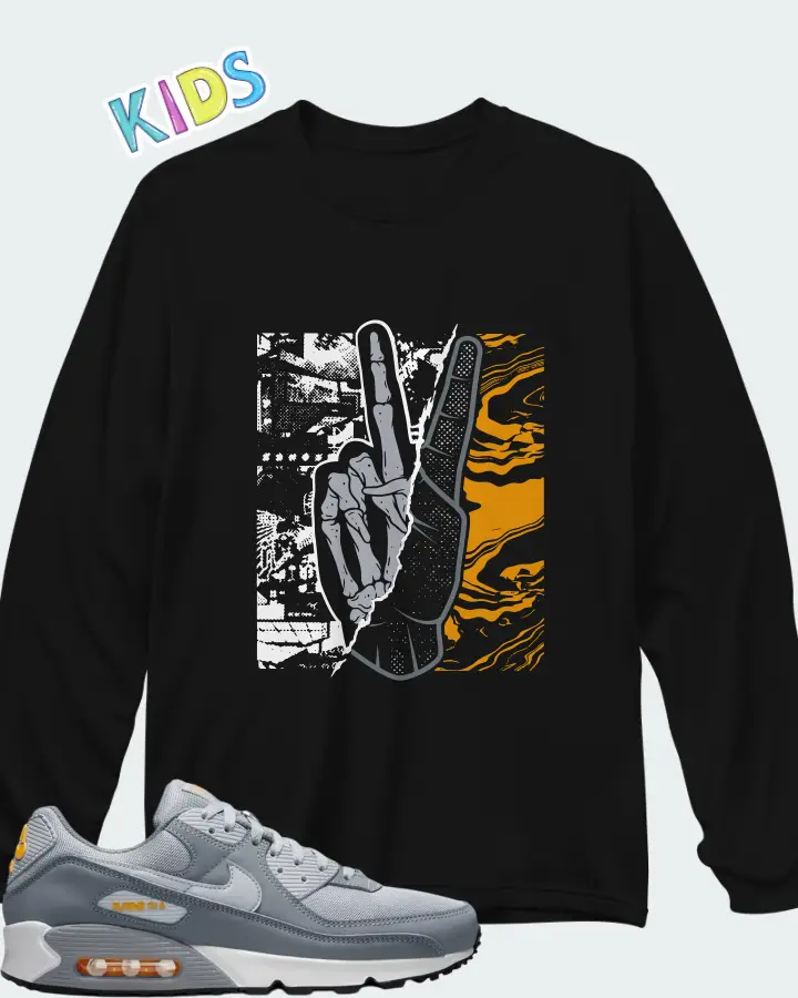 Nike Air Max 90 Cool Grey Matching Kid's Long Sleeve T-Shirt