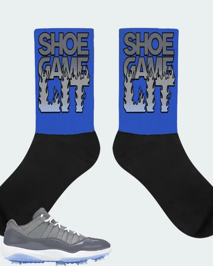 Jordan 11 Retro Low Golf Sneaker Matching Royal Blue Socks - Shoe Game Lit Refreshed