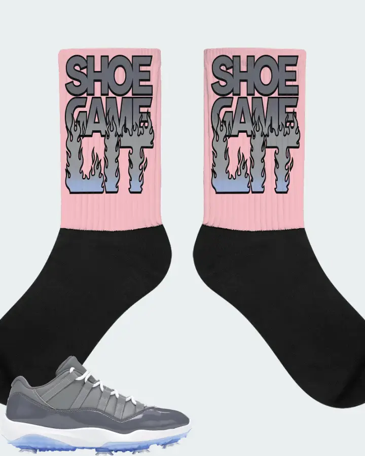 Jordan 11 Retro Low Golf Sneaker Matching Pink Socks - Shoe Game Lit Refreshed
