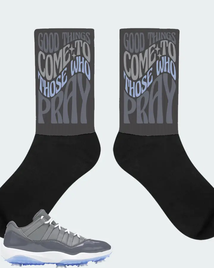 Jordan 11 Retro Low Golf Sneaker Matching Dark Grey Socks - Good Things Come To Those Who Pray