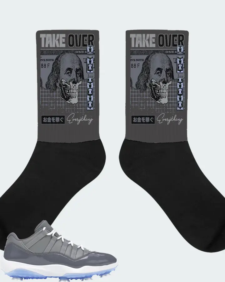 Jordan 11 Retro Low Golf Sneaker Matching Dark Grey Socks - Take Over