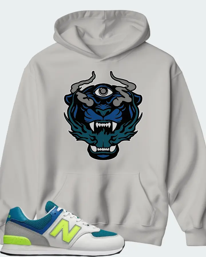 New Balance 574 Deep Ozone Blue Bleached Lime Matching Hoodie