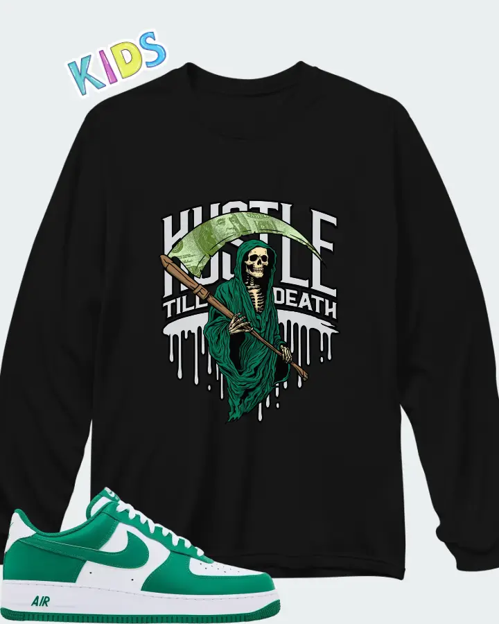 Nike Air Force 1 Low '07 Malachite White Matching Kid's Long Sleeve T-Shirt