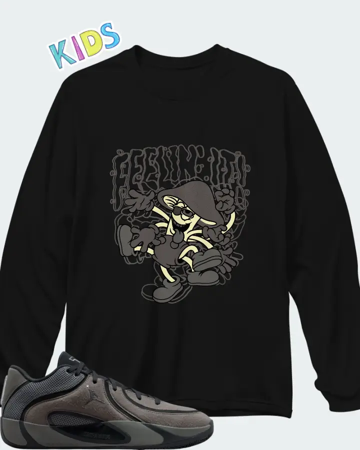 Air Jordan Tatum 4 Smoke Grey Matching Kid's Long Sleeve T-Shirt