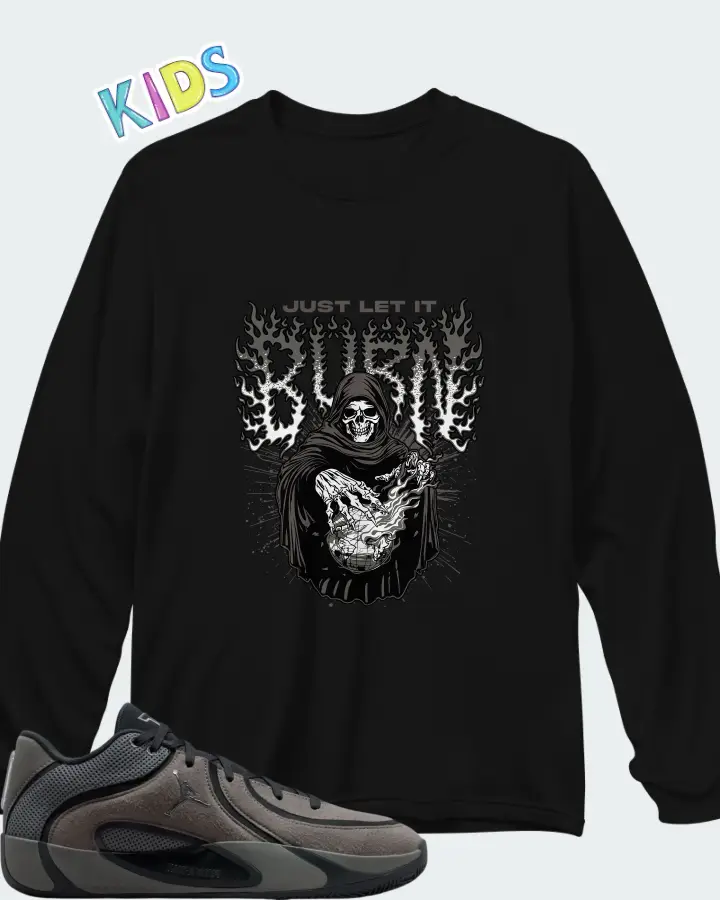Air Jordan Tatum 4 Smoke Grey Matching Kid's Long Sleeve T-Shirt