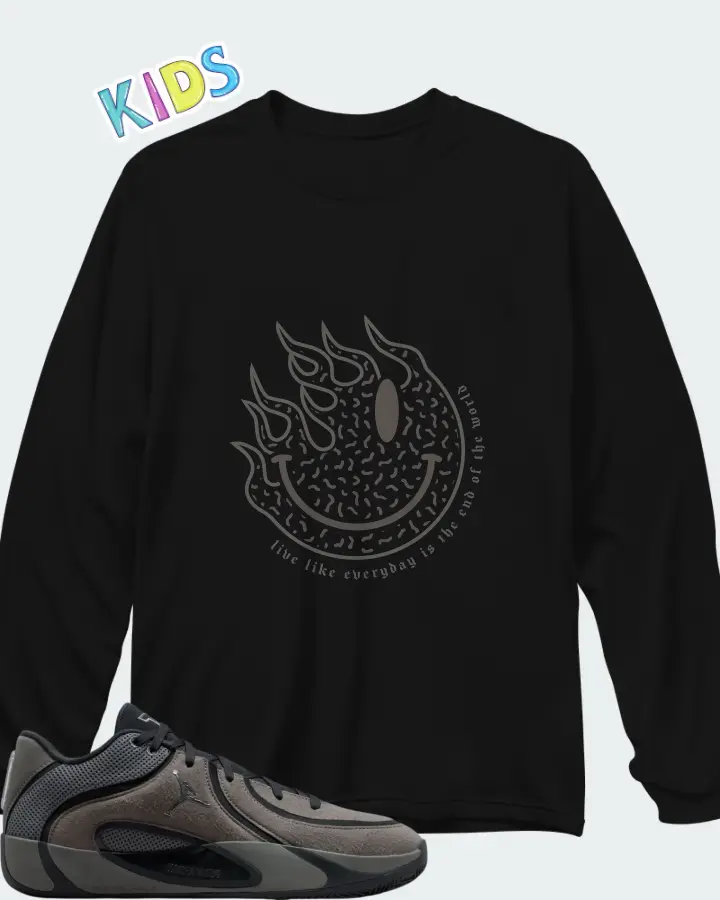 Air Jordan Tatum 4 Smoke Grey Matching Kid's Long Sleeve T-Shirt