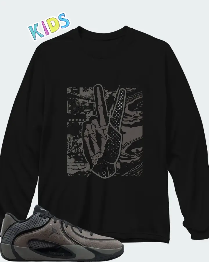 Air Jordan Tatum 4 Smoke Grey Matching Kid's Long Sleeve T-Shirt