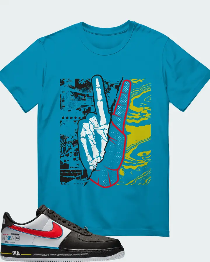 Nike Air Force 1 Low  Racing  Sneaker Matching Aqua T-Shirt - Peace of mind
