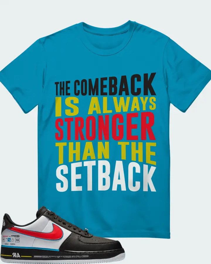 Nike Air Force 1 Low  Racing  Sneaker Matching Aqua T-Shirt - The Comeback