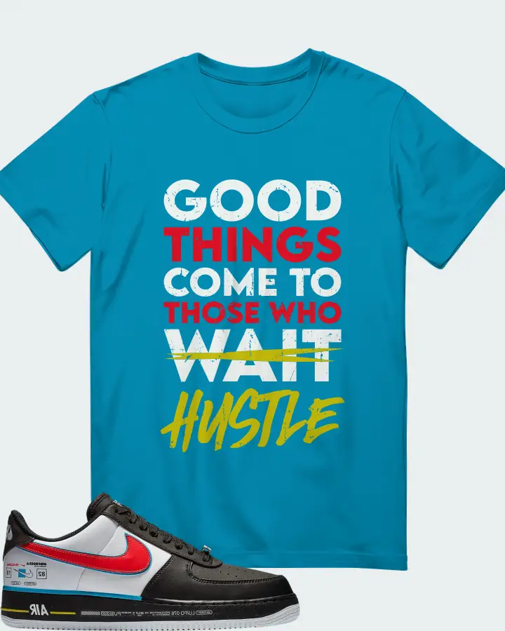 Nike Air Force 1 Low  Racing  Sneaker Matching Aqua T-Shirt - Good Things Come