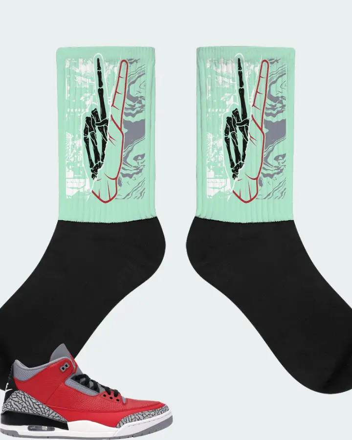 Jordan 3 Retro SE Sneaker Matching Mint Socks - Peace of mind