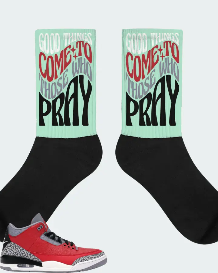 Jordan 3 Retro SE Sneaker Matching Mint Socks - Good Things Come To Those Who Pray