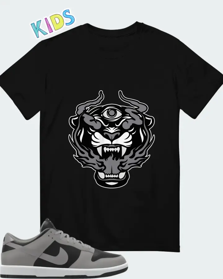 Nike Dunk Low By You Custom Black Grey Matching Kid's T-Shirt