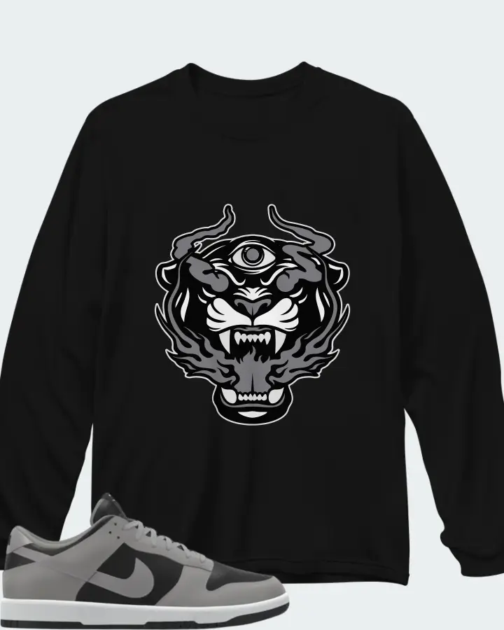 Nike Dunk Low By You Custom Black Grey Matching Long Sleeve T-Shirt