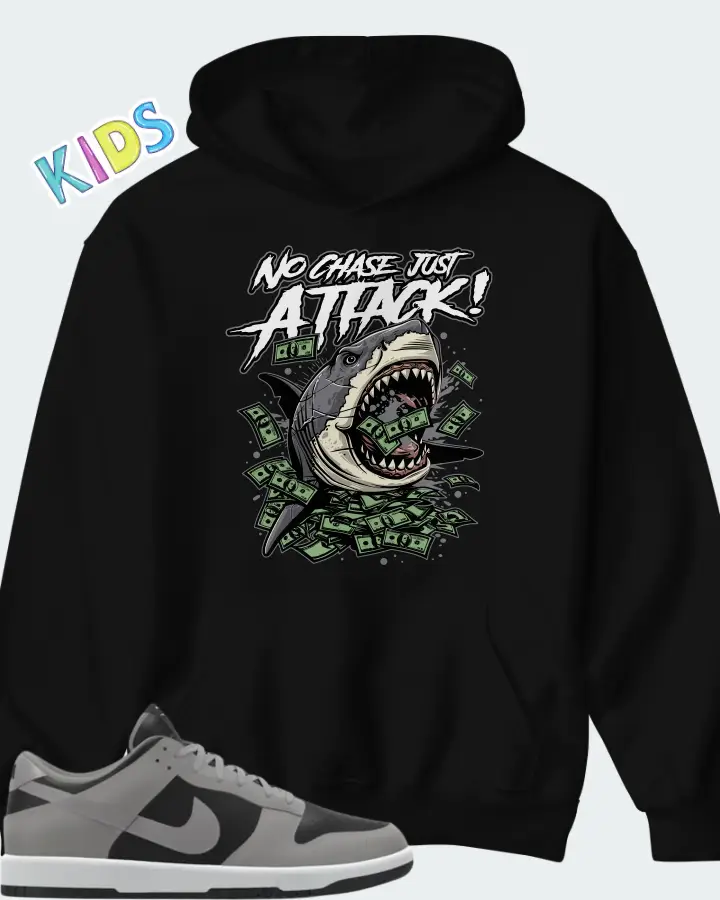 Nike Dunk Low By You Custom Black Grey Matching Kid's Hoodie