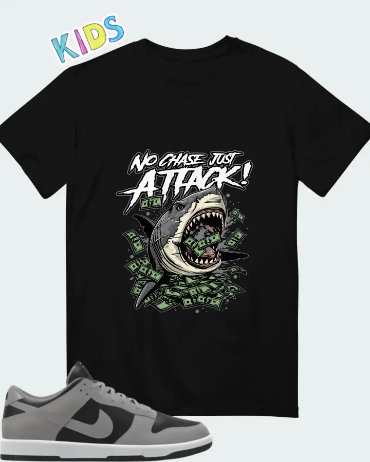 Nike Dunk Low By You Custom Black Grey Matching Kid's T-Shirt
