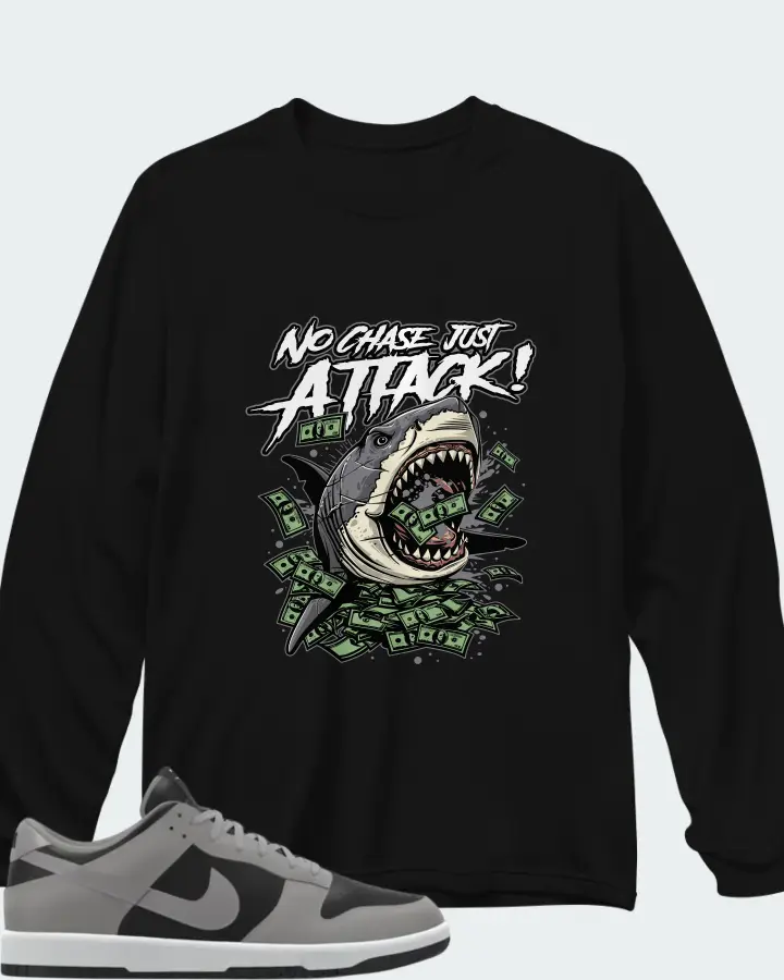 Nike Dunk Low By You Custom Black Grey Matching Long Sleeve T-Shirt