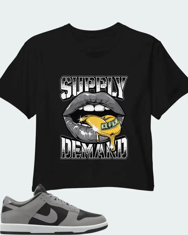 Nike Dunk Low By You Custom Black Grey Matching Crop Top