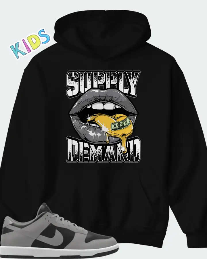 Nike Dunk Low By You Custom Black Grey Matching Kid's Hoodie