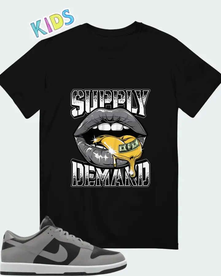 Nike Dunk Low By You Custom Black Grey Matching Kid's T-Shirt