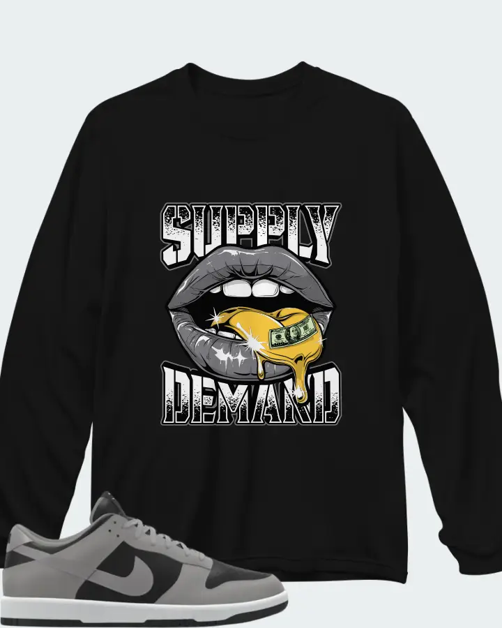 Nike Dunk Low By You Custom Black Grey Matching Long Sleeve T-Shirt