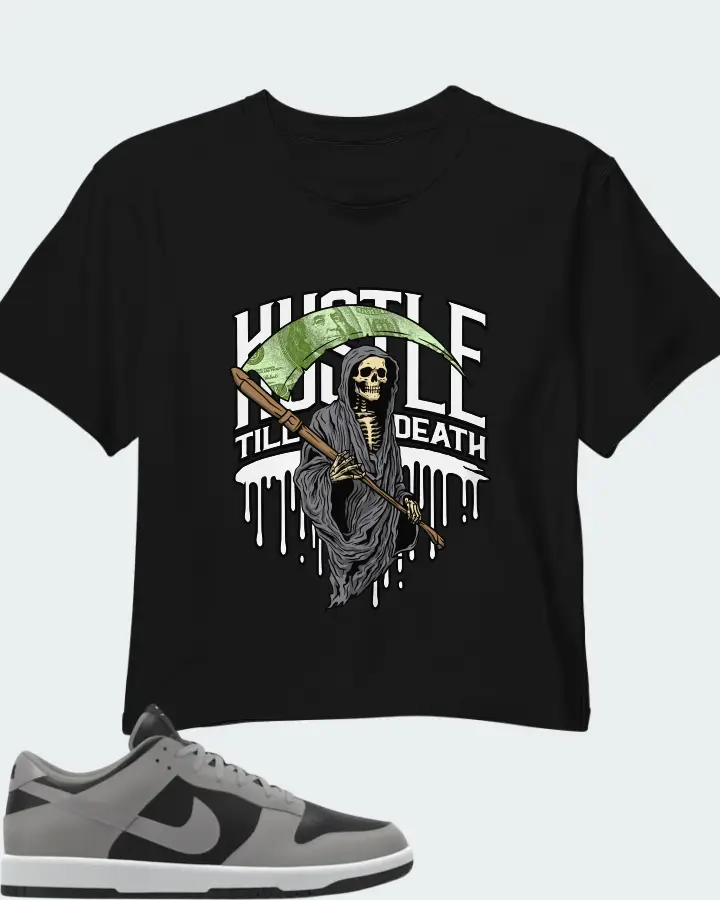Nike Dunk Low By You Custom Black Grey Matching Crop Top