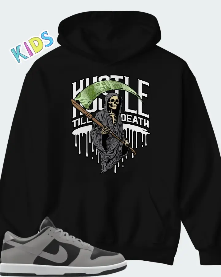Nike Dunk Low By You Custom Black Grey Matching Kid's Hoodie