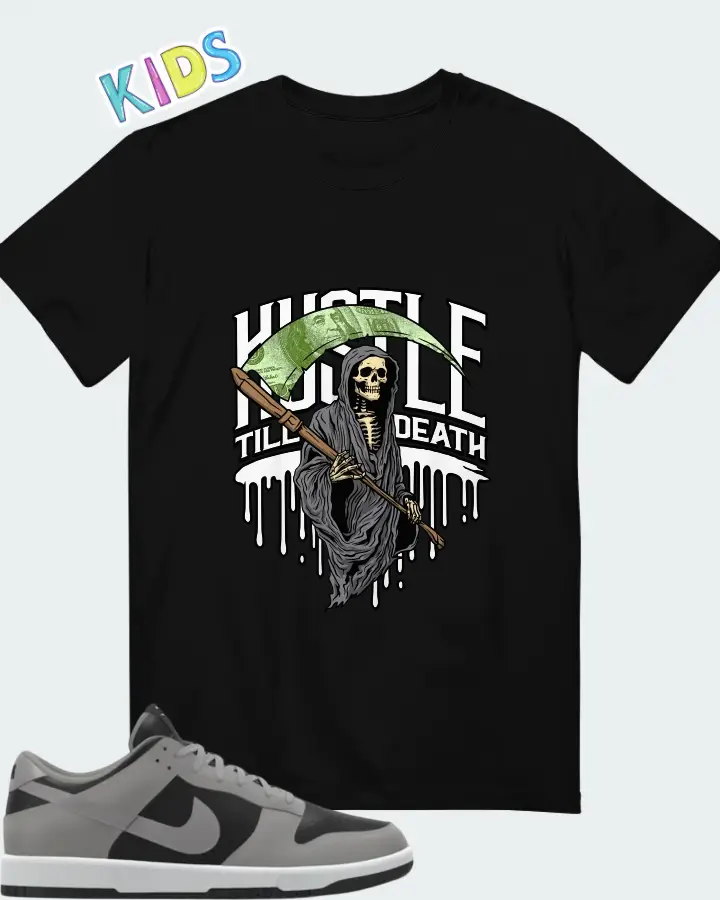 Nike Dunk Low By You Custom Black Grey Matching Kid's T-Shirt