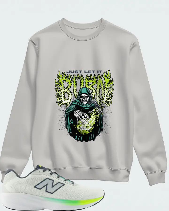 New Balance Fresh Foam 680v9 Reflection Grey Matter Alkaline Green Matching Sweatshirt