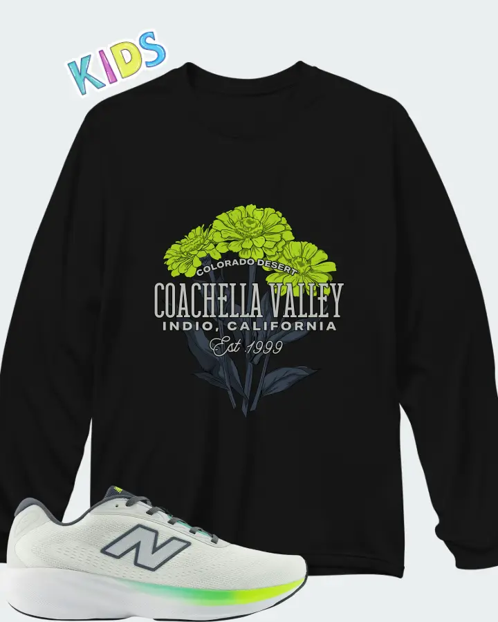 New Balance Fresh Foam 680v9 Reflection Grey Matter Alkaline Green Matching Kid's Long Sleeve T-Shirt