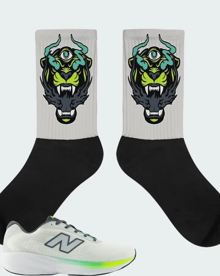 New Balance Fresh Foam 680v9 Reflection Grey Matter Alkaline Green Matching Socks