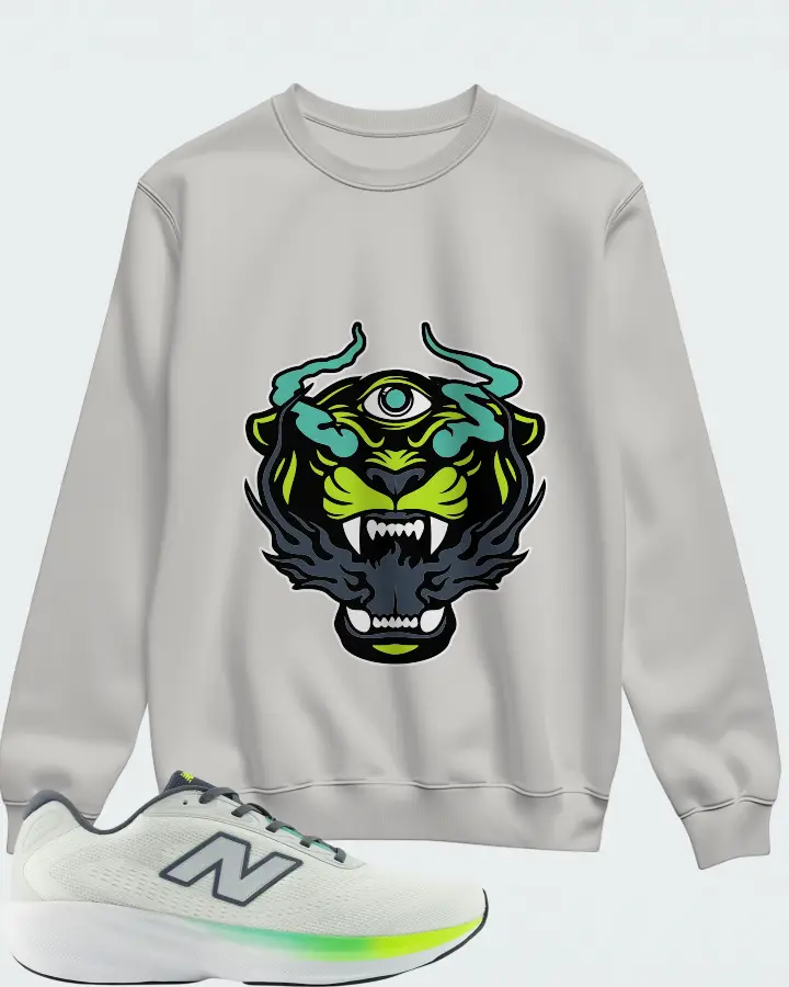 New Balance Fresh Foam 680v9 Reflection Grey Matter Alkaline Green Matching Sweatshirt