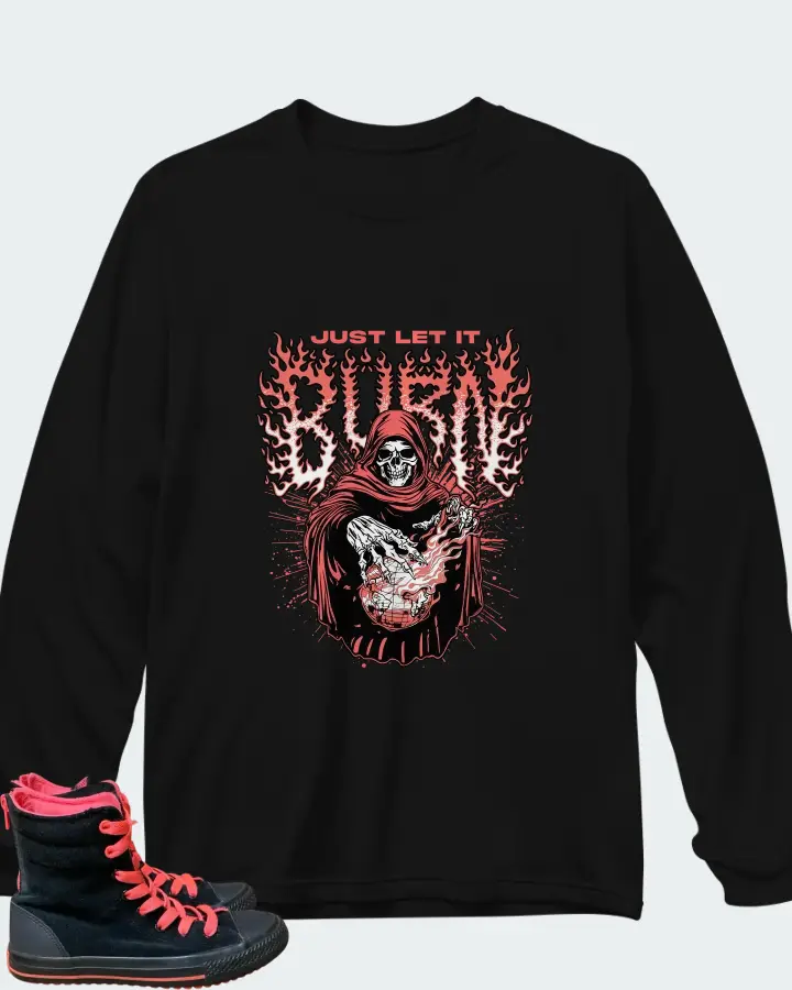 Converse Chuck Taylor high top Black Pink Matching Long Sleeve T-Shirt