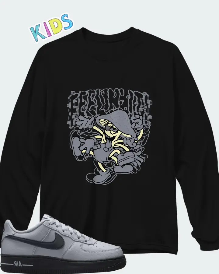 Nike Air Force 1 Wolf Grey Matching Kid's Long Sleeve T-Shirt