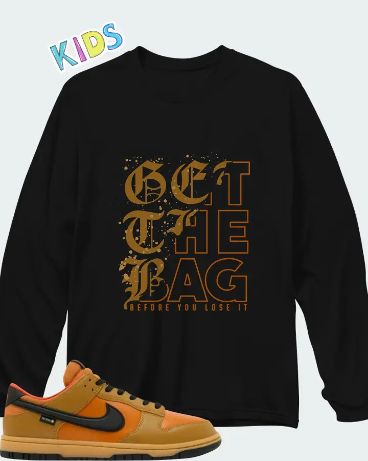 Nike Dunk Low GORE-TEX Wheat Ceramic Matching Kid's Long Sleeve T-Shirt