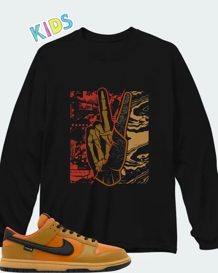 Nike Dunk Low GORE-TEX Wheat Ceramic Matching Kid's Long Sleeve T-Shirt