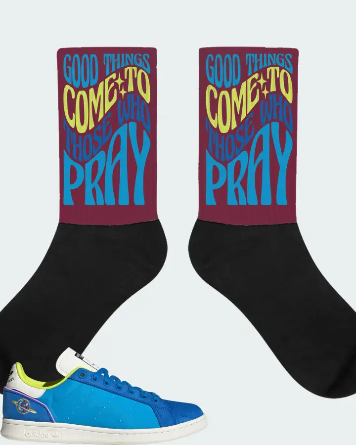 adidas Stan Smith Sneaker Matching Maroon Socks - Good Things Come To Those Who Pray