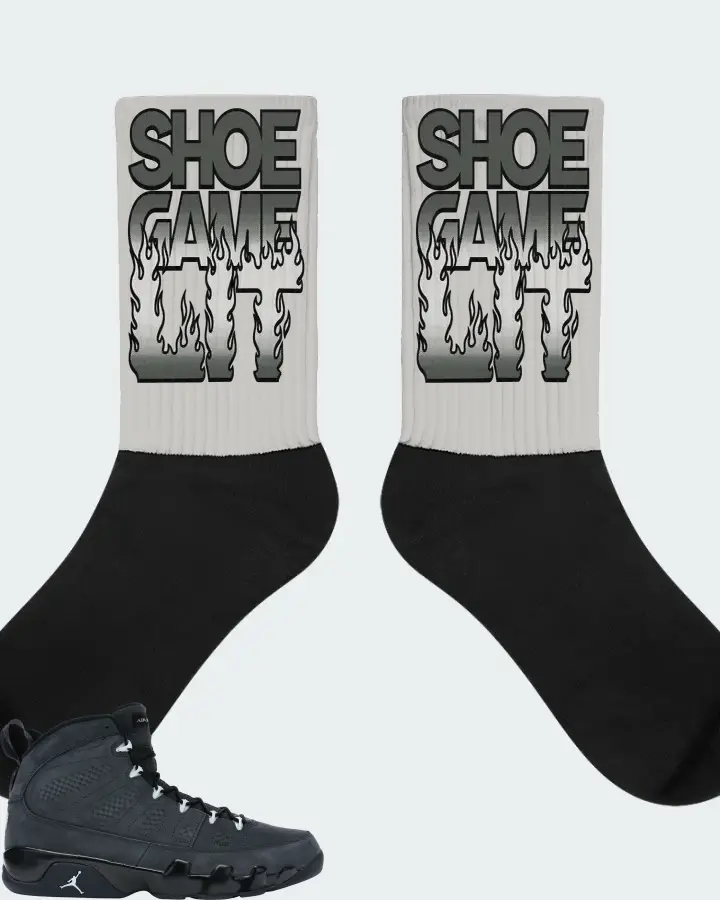Jordan 9 Retro Sneaker Matching Grey Socks - Shoe Game Lit Refreshed